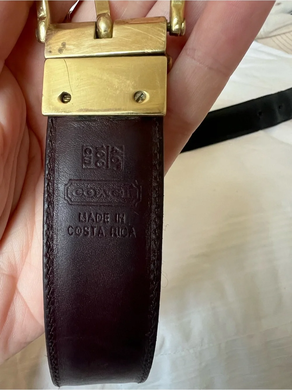 Coach Classic Black Leather Belt with Gold Buckle - Men's Accessory